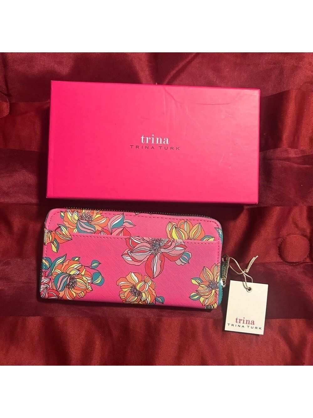 Trina Turk Pink Wallet with Floral Design